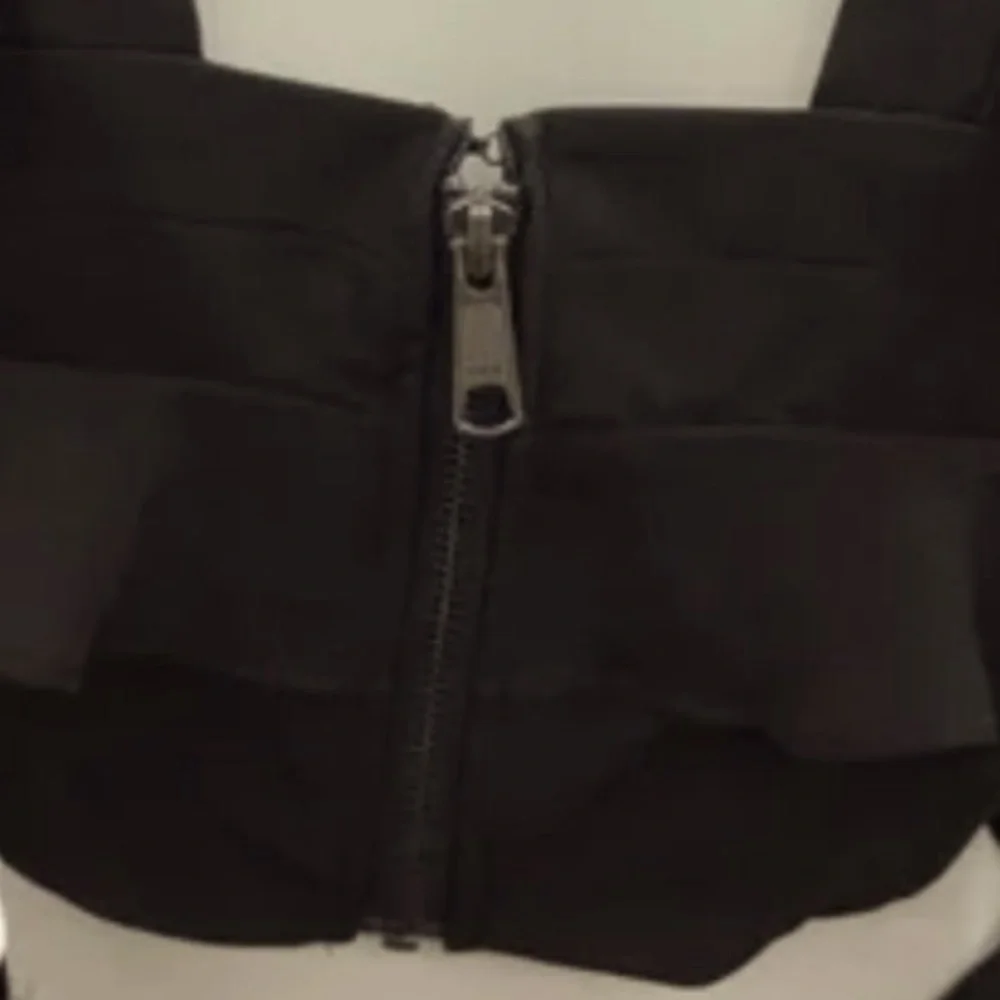 NASTY GAL black ruffled flutter sleeve criss cross halter crop top NWT - Picture 3 of 7